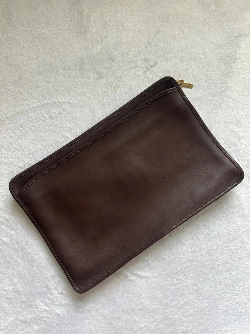 Vintage Jack Georges University Underarm Portfolio Zip Bag Brown Leather Career